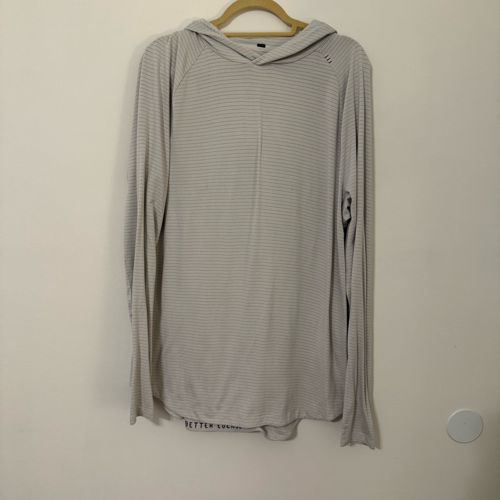 Lululemon Men’s Striped Gray Long Sleeve Hoodie Size L